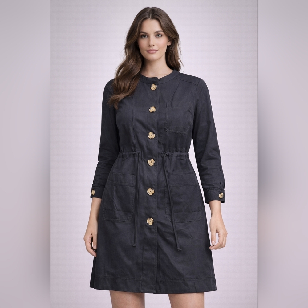 Tuckernuck Womens Utility Jacket Dress Black Button Front Cotton NWT Size M